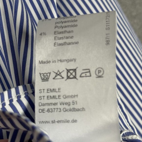 St. Emile‎ Shirt Womens 10 Blue White Nautical Striped Cowl Layered Lagenlook - Picture 7 of 8